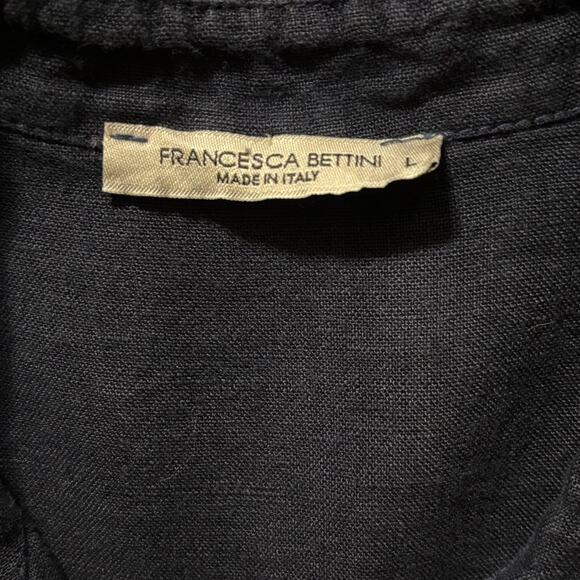 Francesca Bettini Women's Large Shirt Dress 100% Linen Collared Drawstring Waist - Picture 6 of 12